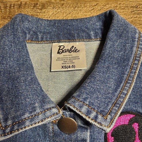 Barbie Mattel Girls Blue Graphic Jean Jacket Vest Size XS 4-5 NWT - Picture 4 of 5