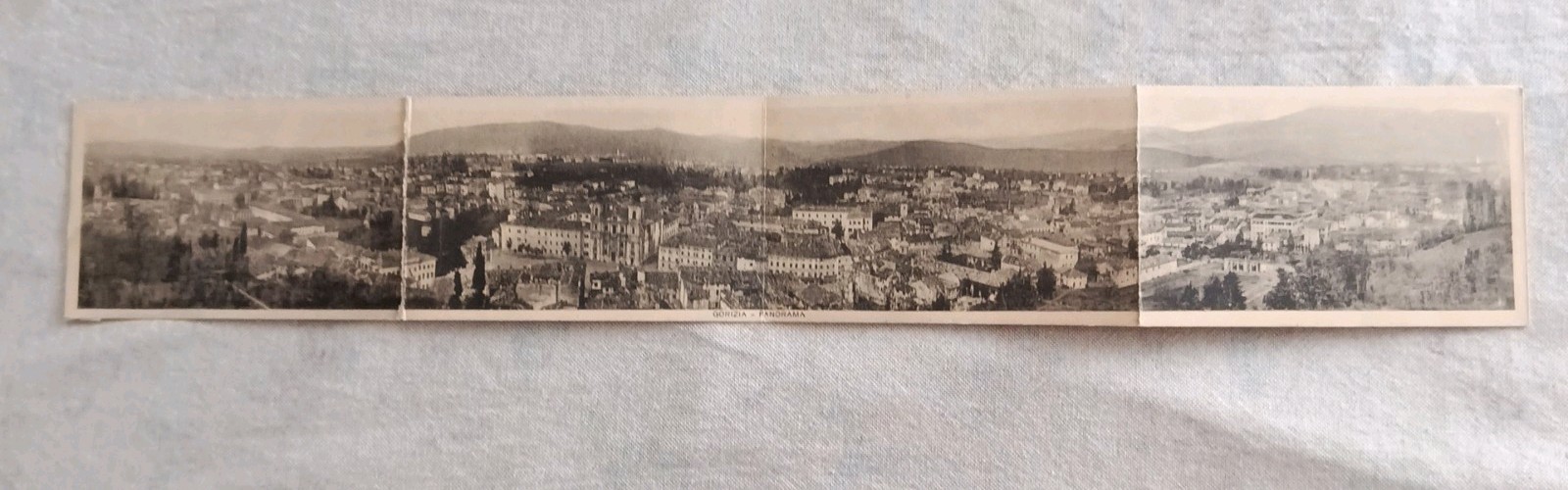 Gorizia d’Epoca Bianco e Nero Veduta Città Quadrupla!! Rara! Nvg