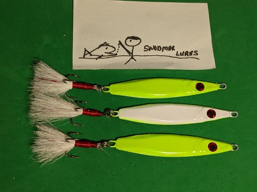 3 - 2 oz FLUTTER SPOON FISHING LURE JIG JIGGING TROLLING LEAD SLAB - Picture 4 of 6