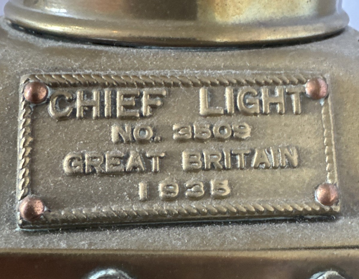 Chief Oil Light Brass Cargo Lantern 1935 Great Britain #3509