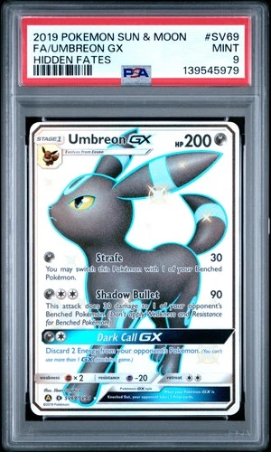 Fa/Umbreon Gx Pokemon Sun & Moon Hidden Fates SV69 NM PSA 9