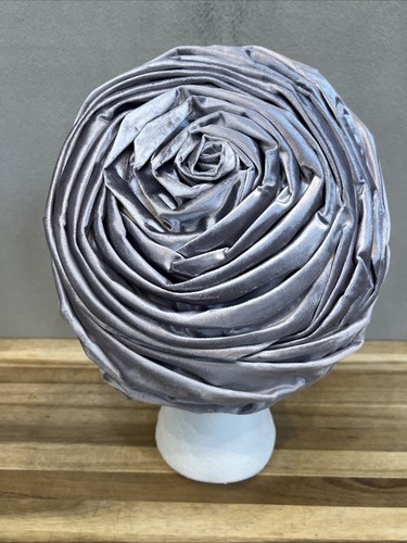 Vintage 1950- 1960 Christian Dior Light Purple Turban Blue Floral Rhinestone Hat - Picture 4 of 11