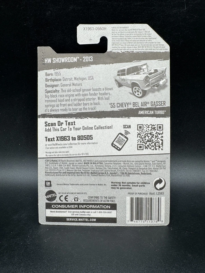 Chevy Bel Air газогенератор L Hot Wheels 2013 первое издание HW Showroom '55 - Изображение 3 из 3