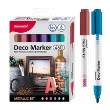 Deco Marker 460 Bullet Tip 2.0mm Acrylic Paint Markers Metallic 6-Pack Art DIY