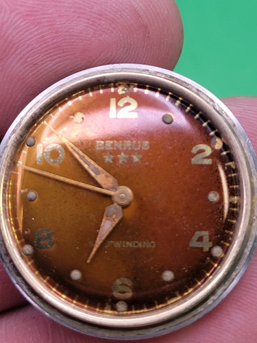 Benrus Model CF1 Wrist Watch Movement Partial Case 17Jewel Mens Automatic 3 Star - Picture 10 of 20