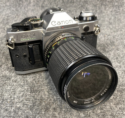 Canon AE-1 Program 35mm SLR + Five Star 35-75mm Zoom (Untested)