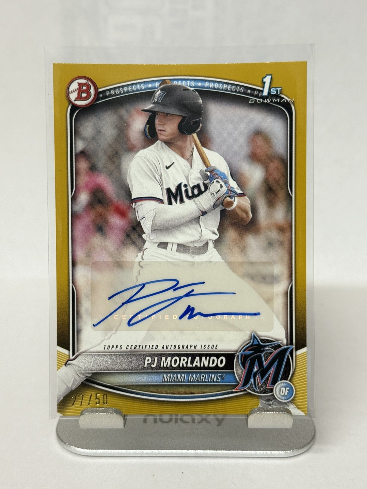 2025 Bowman Paper 1st PJ Morlando #BPA-PM Gold Auto 27/50 Marlins Prospect