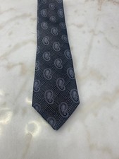John W Nordstrom Silk Tie Gray Blue Paisley Geometric Made USA Classic Necktie