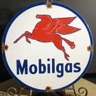 VINTAGE MOBIL GASOLINE PORCELAIN SIGN, GAS STATION, PUMP PLATE, MOBILGAS, OIL