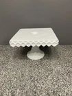 Vintage INDIANA GLASS Square Milk Glass Cake Plate W/Rum Well Colony Diamond