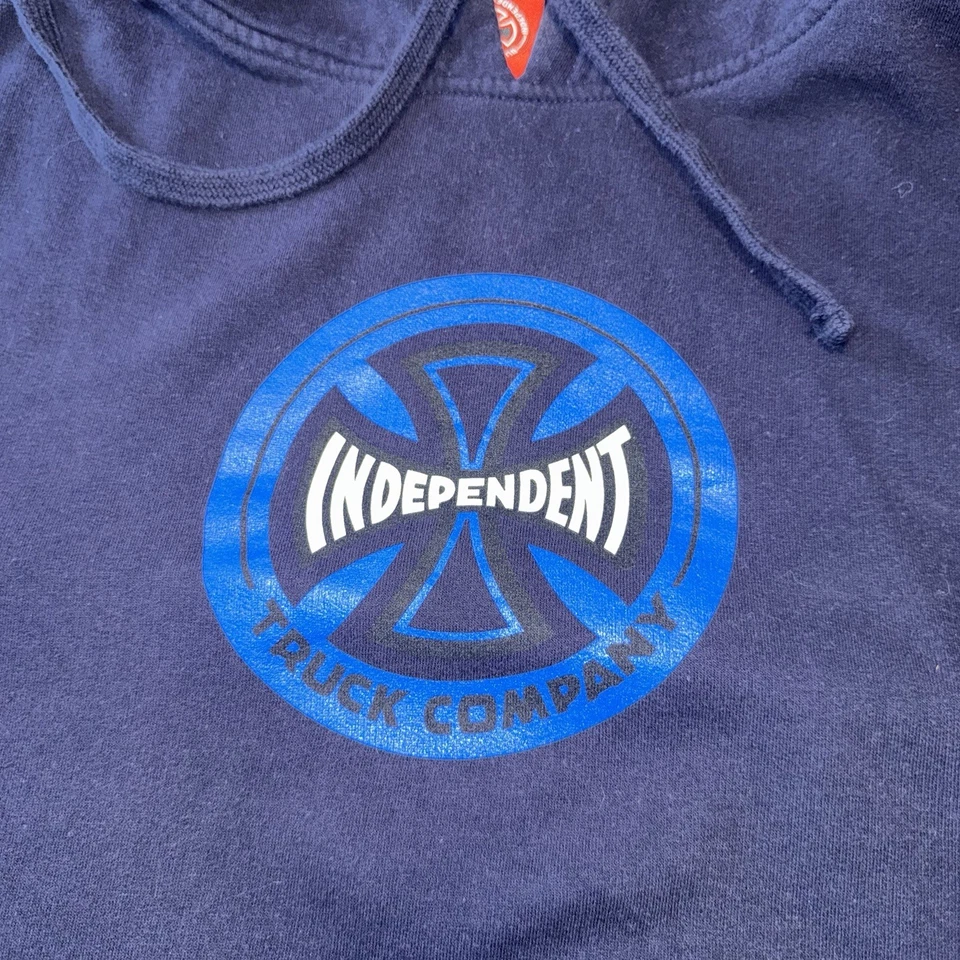 Sudadera con Capucha Y2K Independent Truck Co Skateboarding Hierro Cruz Cremallera Azul Medio De Colección Foto 3 de 4