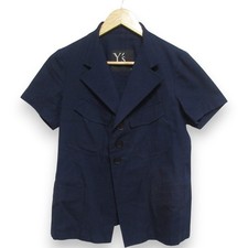 Y's Yohji Yamamoto Short Sleeve Shirt Jacket, Size 2, Navy Women USED