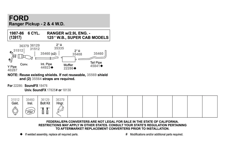 For Ford Ranger 83-92 SoundFX Steel Round Direct-Fit Aluminized Exhaust Muffler Foto 3 de 4