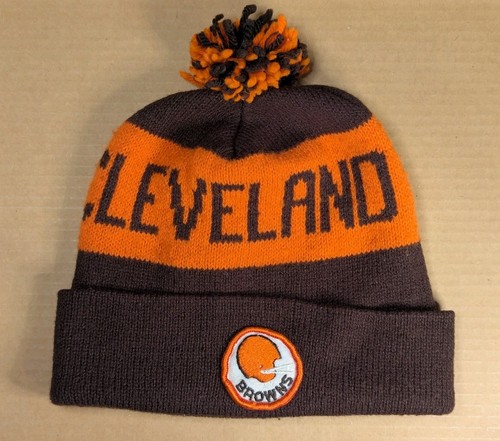 Vintage 80s Cleveland Browns Knit Pom Beanie - Picture 1 of 3