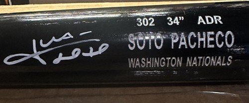 Juan Soto Autographed Soto Pacheco Rawlings Game Model 34" Bat Washington Nats - Picture 1 of 6