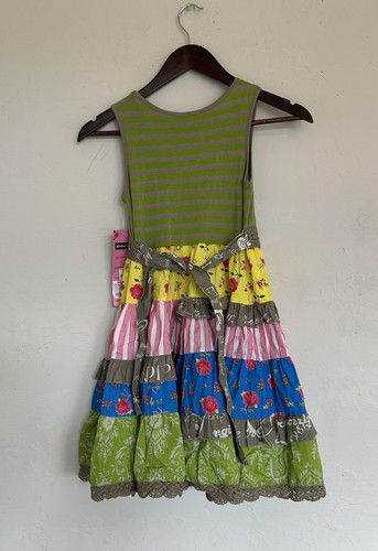 Mustard Pie NWT Girls 7 Tank Dress Boho Artsy Ruffle Skirt Long Crochet Tiered - Picture 2 of 10