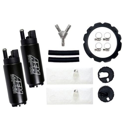 GENUINE AEM Dual 340LPH Fuel Pumps +Y-Fitting Kit Ford Lightning 99-04 50-1000 - Picture 1 of 5