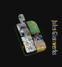 Hand Crafted Dichroic Fused Glass Pendant #1195