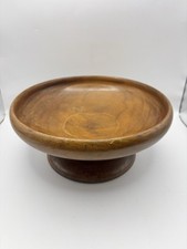 VTG. Handcrafted Wooden 9inch Bowl w/Pedestal USA,