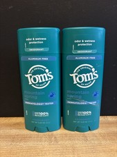 Lot of 2 Tom's of Maine Aluminum Free Deodorant Mountain Spring Scent 3.25 Oz