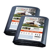 Lona resistente impermeable 5x5 pies, lona negra 12 mil lona de plástico para exteriores T...