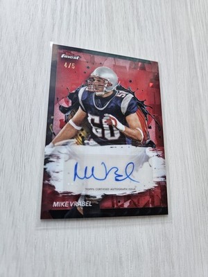 Mike Vrabel /5 Red Auto Topps + Drake Maye RC Prizm Panini New England Patriots