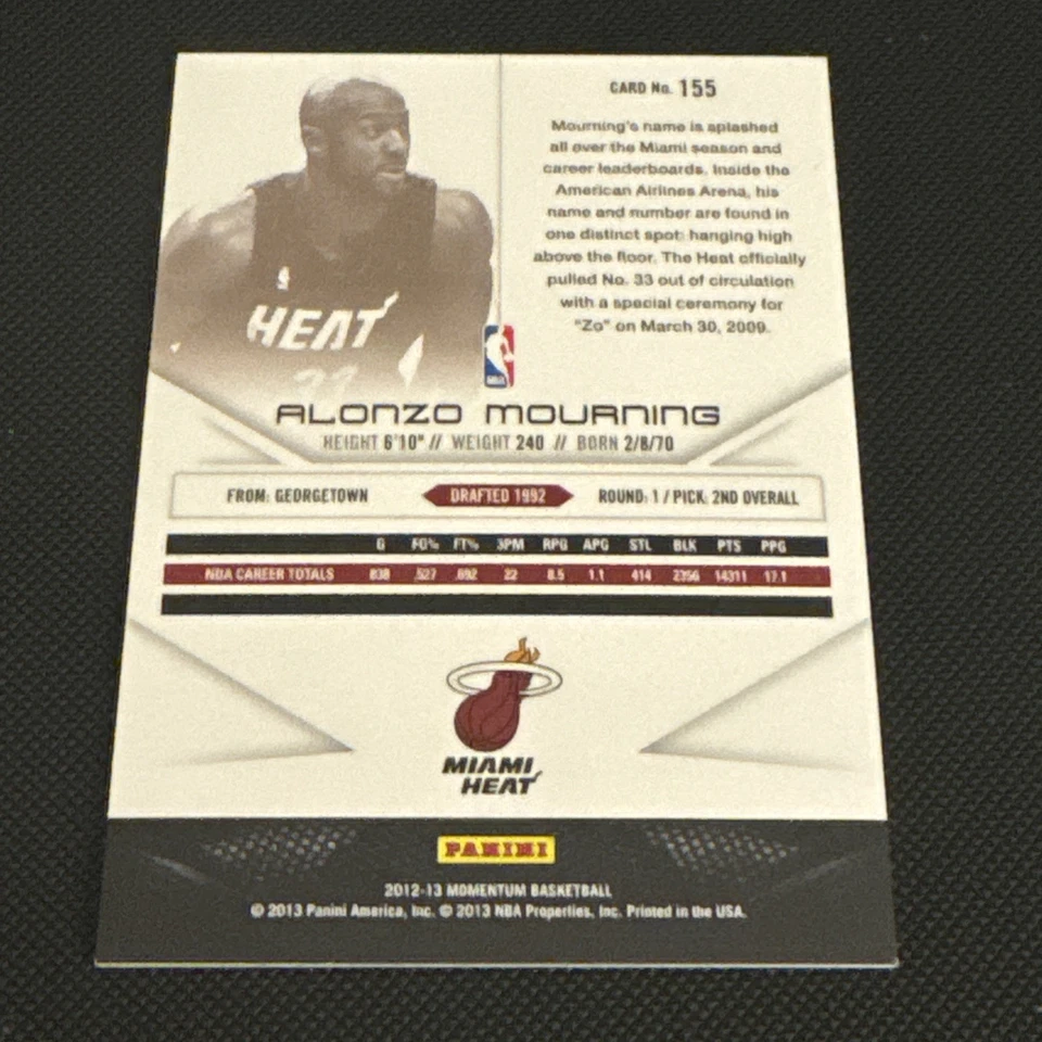 Panini Momentum Drive #09/49 2012-13 Alonzo Mourning #155 Heat Hof SP. Foto 2 de 3