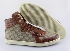 Men's GUCCI 'Coda' Brown Leather Hi-Top Sneakers Size US 11.5 GUCCI 11 - G
