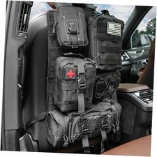 Tactical Car Seat Back Organizer with 5 Detachable Molle Pouches - Black/A