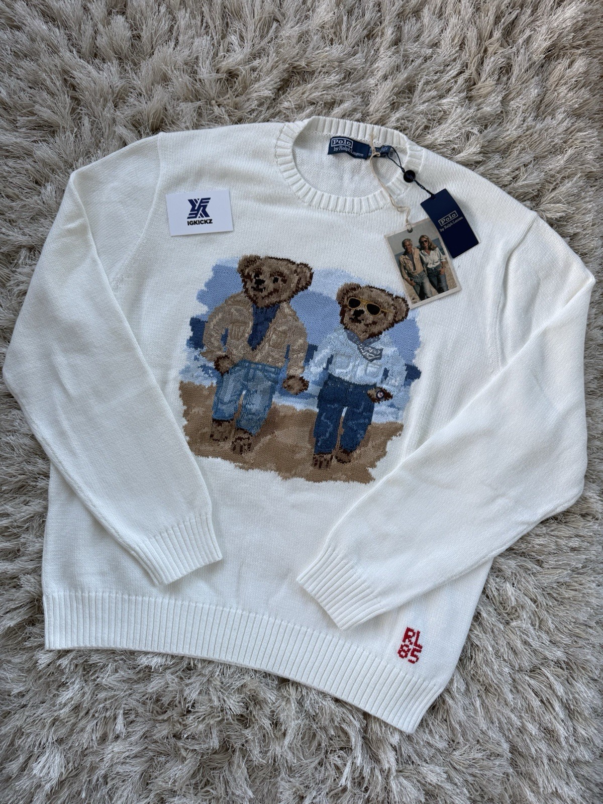 Ralph Lauren Polo Beach Bear Jumper - White - XXL - Brand New With Tags