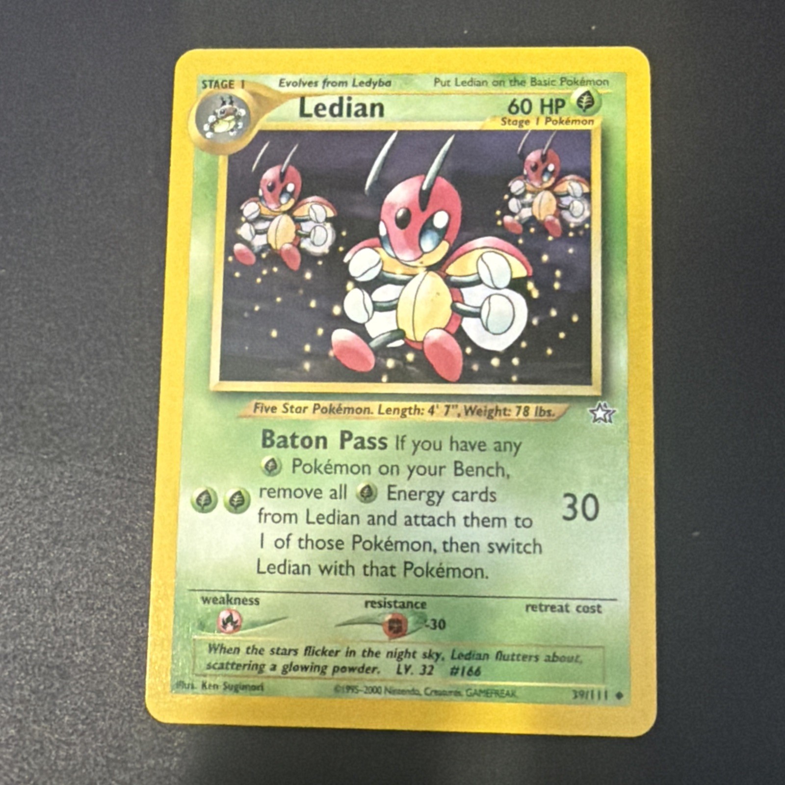 Ledian 39/111 Neo Genesis - Uncommon Pokemon Card - NM Collectible Vintage