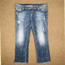 Vigoss Jeans Size 26 The Chelsea Straight Low Rise Thick Stitch Blue 26x33
