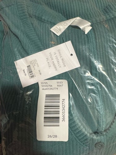 Sleep By Cacique Womens Teal Ribbed Cotton Blend Long Nightshirt 26/28 New - Picture 6 of 6
