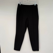 NWT Theory Pintucked Slim Pant Women's Size 4 Black Good Wool Cropped Ankle Zip