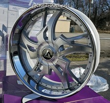 24 Inch Staggered Silver Brushed Artis Laredo Xl 5x120 5x127 Wheels Rims 26 22