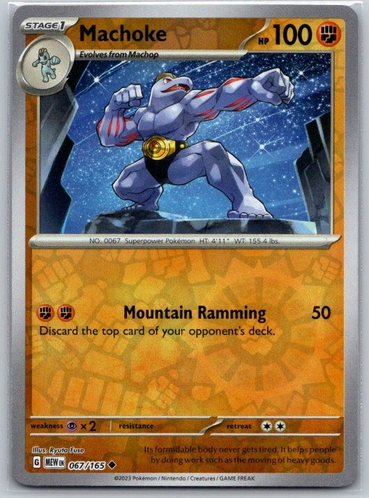 Machoke 067/165 Uncommon 151 Pokemon Reverse Holo Near Mint