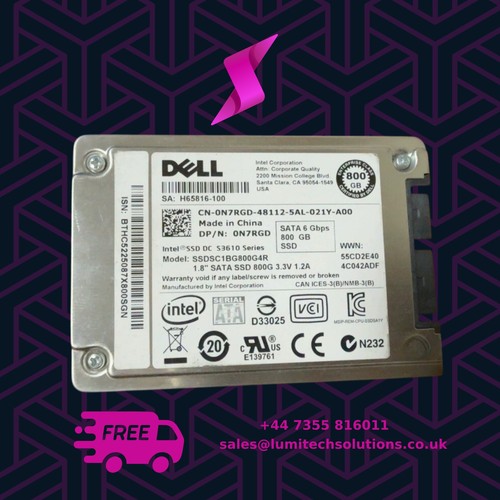 Intel 0N7RGD 800GB SSD 1.8" SATA Model: SSDSC1BG800G4R DP/N: N7RGD - Picture 2 of 3