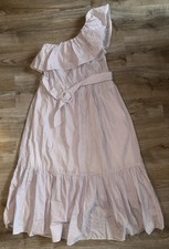 Mango Kleid Sommerkleid One Shoulder Maxikleid Schulterfrei Flieder Größe L