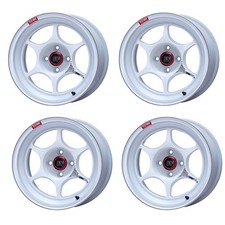 Genuine Enkei Wheels Pf06 15x8.0j 35 4x100 White Set Of 4
