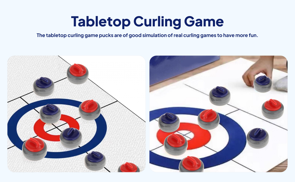 8-Piece Tabletop Curling Game Set – Portable Mini Curling Board With Sliding Pucks, Fun Indoor Family & Party Activity For Kids & Adults