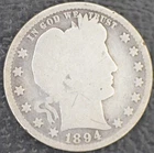 1894 G/AG Barber Quarter, 90% SILVER!