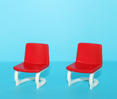 Playmobil 2 Red & White Chairs for House, Kitchen, Office, School