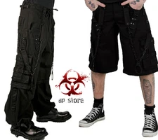 TRIPP BONDAGE RAVE SHORTS GOTHIC BIKER CYBER EMO SKATER GOTH PANTS JEANS AF7398M