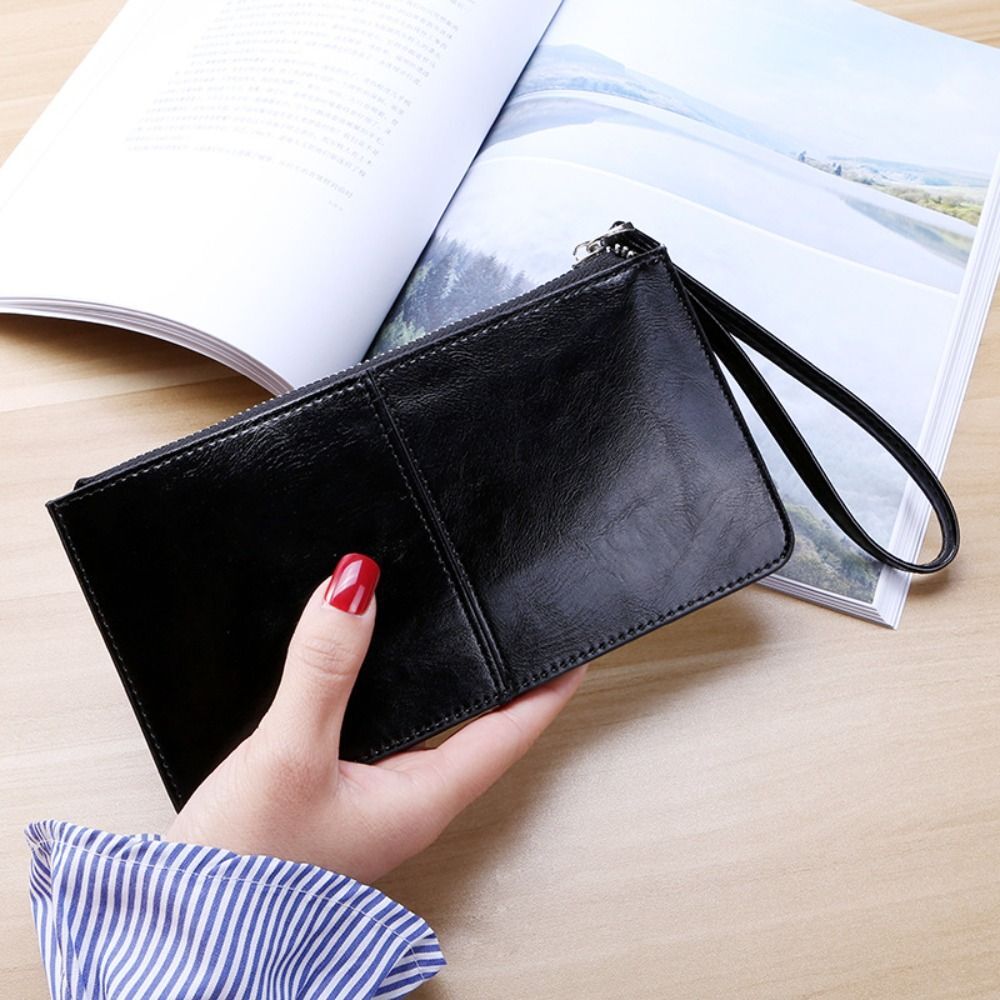 Oil Wax Coin Purse Leather Wristband Wallet New Women's Clutch Wallet