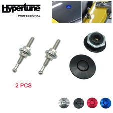 2 Pcs 1.25" Billet Push Button Hood Latch Quick Release Bonnet Pins Lock Clip