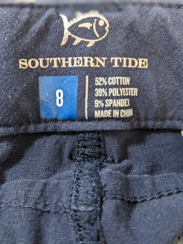 Southern Tide Shorts Boys 8 Navy Blue Chino Adjust Waist Flat Front 7.5" Inseam - Picture 8 of 11