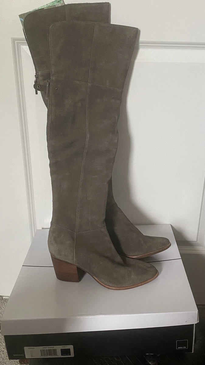 Dolce Vita Womens Kerina Grey Suede Over The Knee Block Heel Boots Sz7 Mint Box