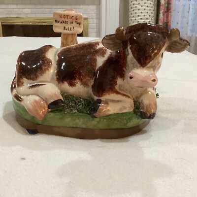 ANTIQUE STAFFORDSHIRE BULL FIGURINE with COA. Hand Painted Limited Edition.