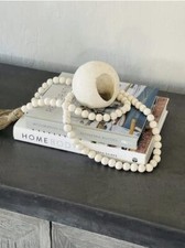 Farmhouse Wood Beads Garland, Rustic Farmhouse Table Decor Wood Curtain Beads