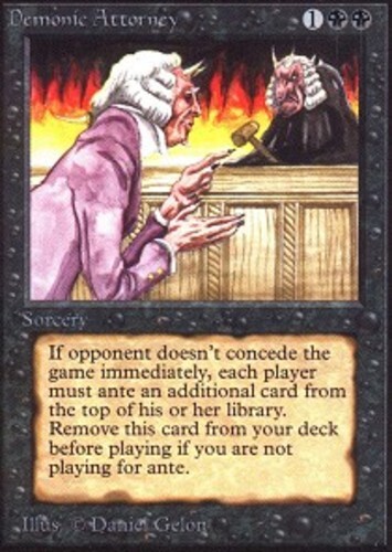 1x Demonic Attorney Moderate Play, English 1st Edition Alpha MTG Magic